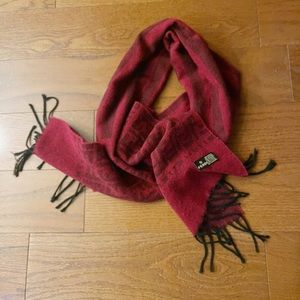 Vintage Fendi Red maroon Synthetic Wool Fringed Scarf